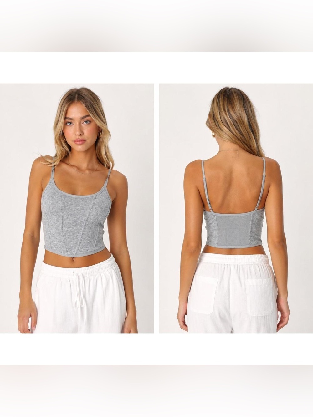 Colsie Gray Ribbed Corset Crop Tank Top Camisole Size Medium